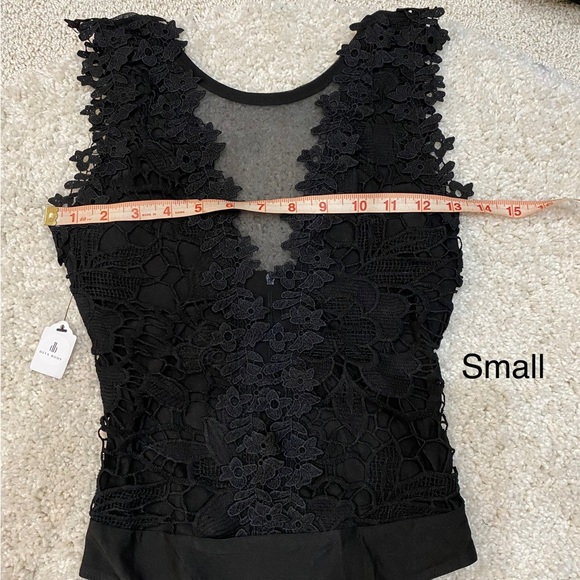 Sexy Black Bodysuit with floral detail small and medium - Picture 8 of 13